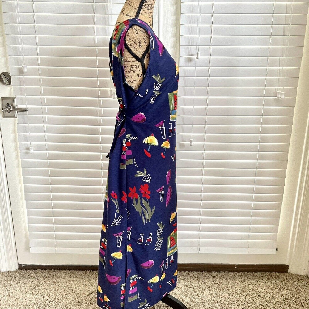 Casual Corner Annex Womens Sz 6 Petite Blue Sleeveless Margarita Drink Dress - Picture 4 of 12